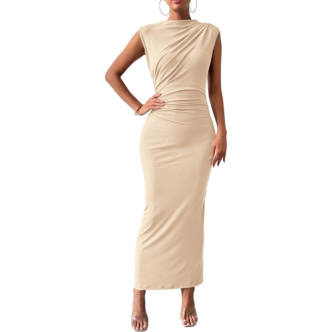 2026 New style 2026 New plus-size dress European and American women's clothing pure desire sleeveless hot girl pleated slim coat inner layer, elegant and stylish Application Scenario
