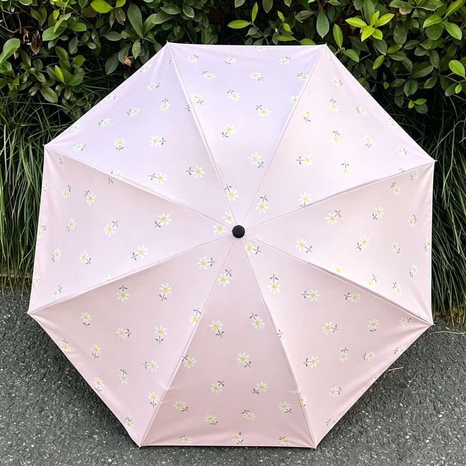 雨伞防晒遮阳伞简约条纹折叠晴雨两用伞韩国小清新黑胶太阳伞 