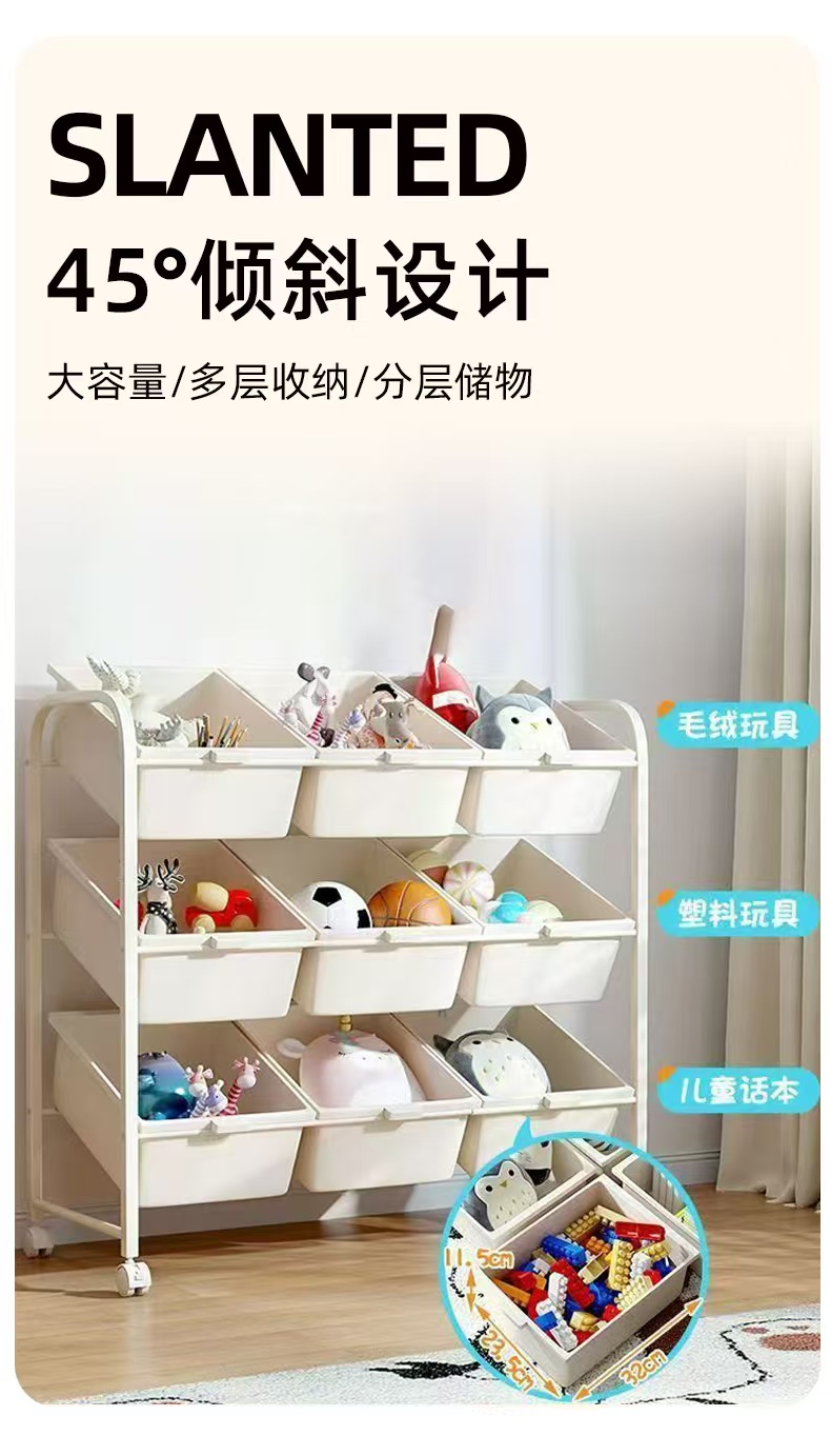 4层3列厨房小推车卧室零食置物架家用玩具零食架手推车可移动收纳架详情1