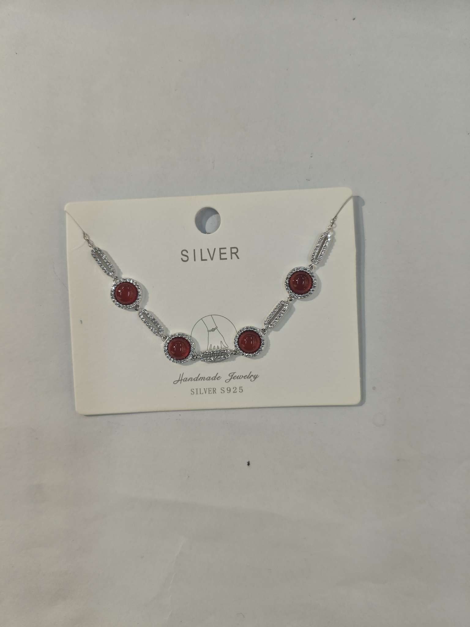 Two new S925 silver bracelets, full of diamonds and red chalcedony, elegant and refined silver bracelets details Picture