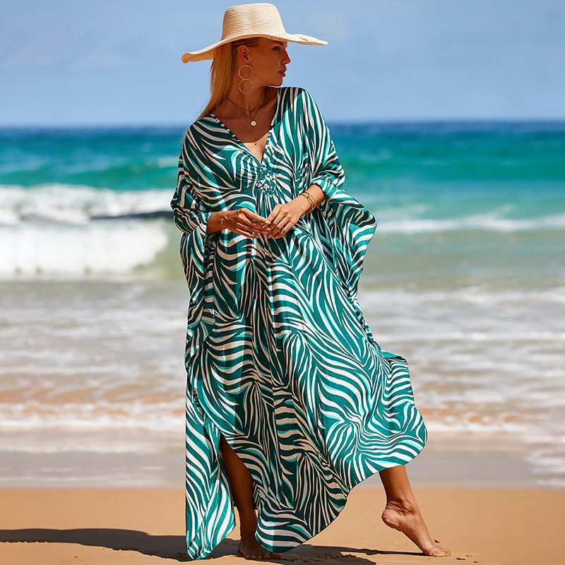 2026 European and American cotton bikini, smock, jacket, hot spring swimsuit, beach dress, swimsuit, shawl, women's cinched waist summer dress full figure