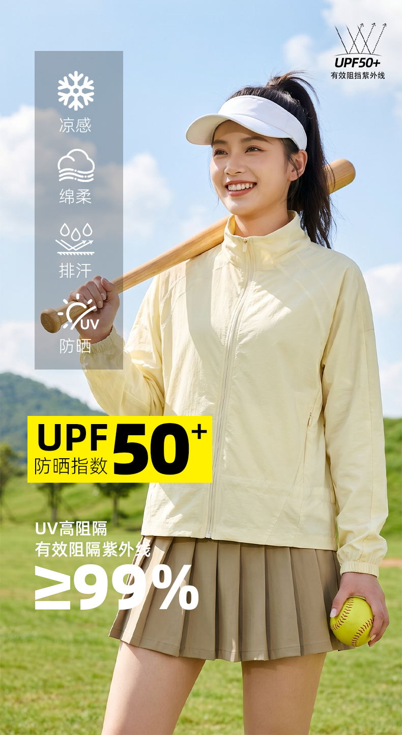 恩爱德夏季立领短款防晒衣女户外运动休闲防晒衣防紫外线透气凉感防晒服详情1