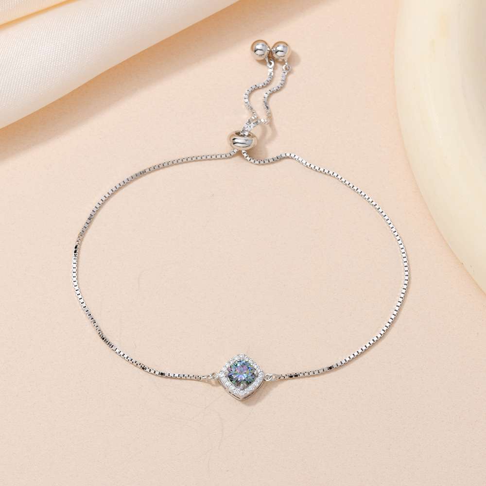 Fashionable and simple bracelet accessory S925 silver Moissanite pull-out silver bracelet, a versatile accessory for ladies details Picture