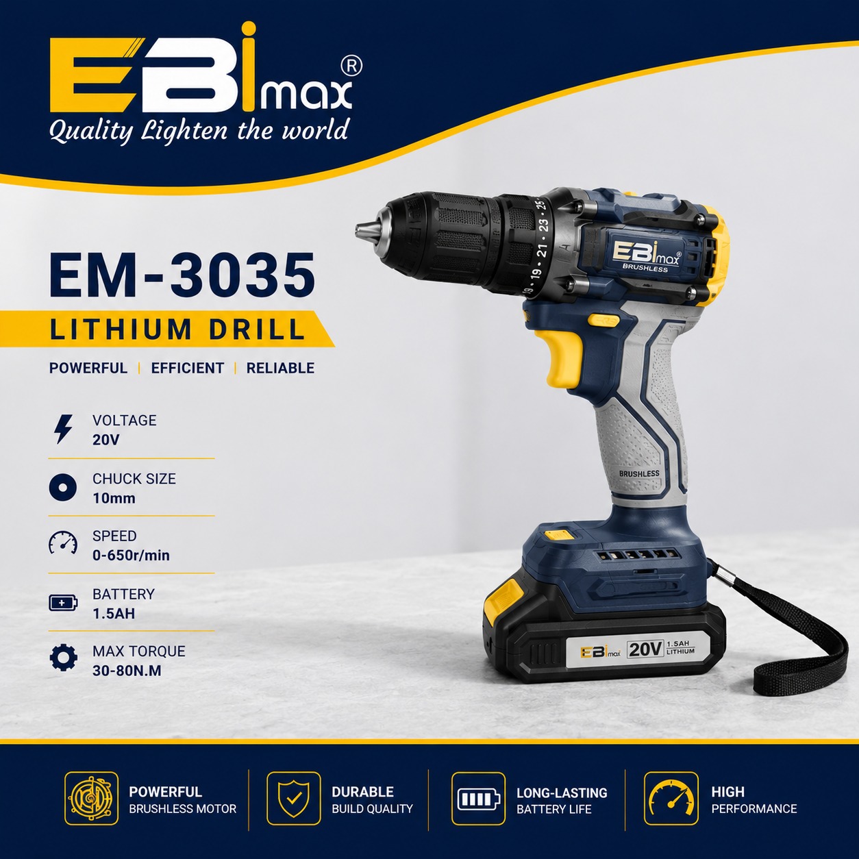 EBimax EM-3035 锂电钻 B0SS手电钻 电动钻电钻电动工具固定螺丝