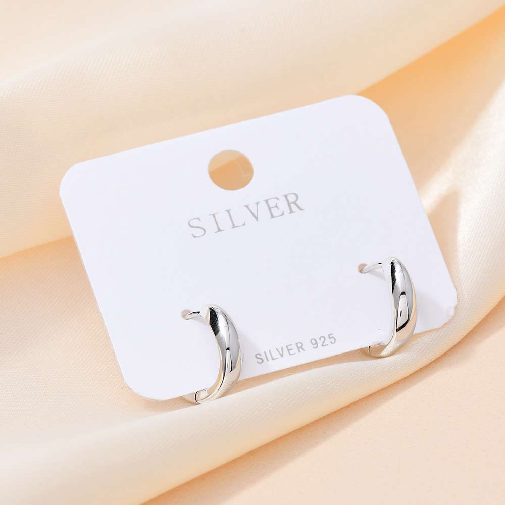 French S925 silver ear ring jewelry, light luxury design, U-shaped fashionable and versatile earrings with ear holes Specification image