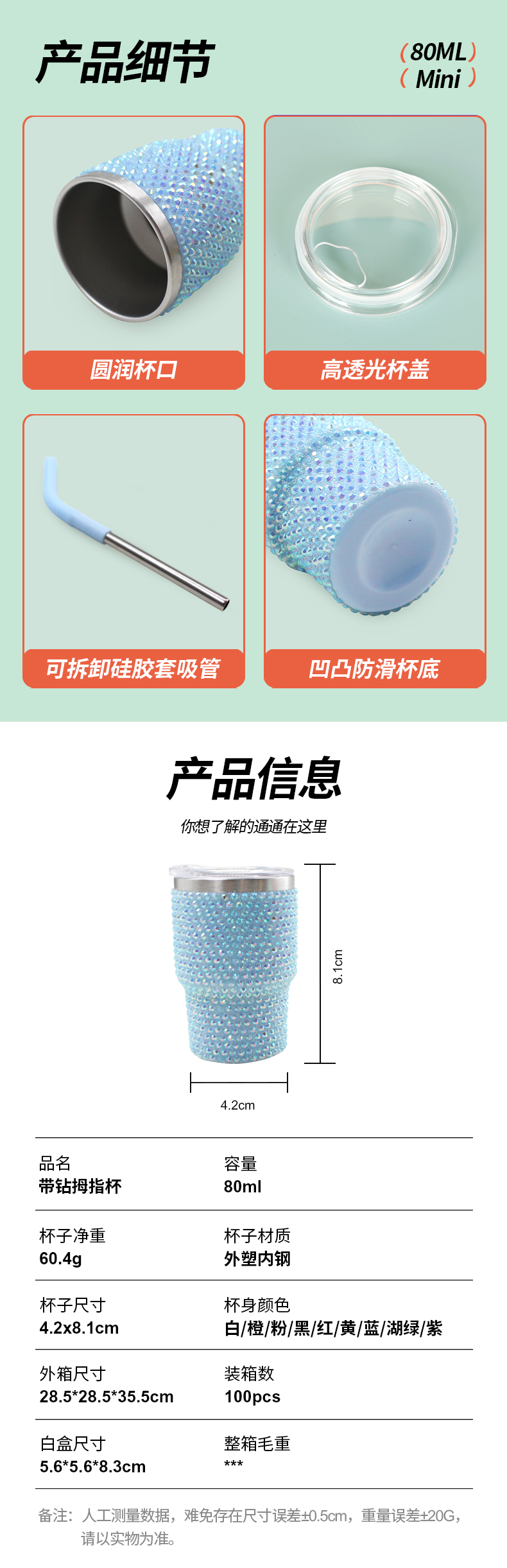 跨境3oz豹纹烈酒杯迷你吸管杯意式浓缩咖啡杯高颜值不锈钢冰霸杯外pp详情5