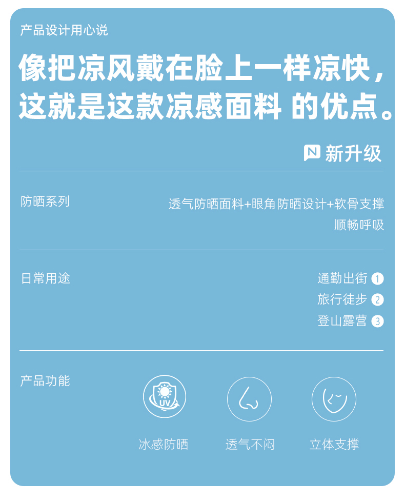 恩爱德防晒口罩女高颜值防紫外线护眼角防晒面罩无痕冰丝面罩透气遮阳详情2