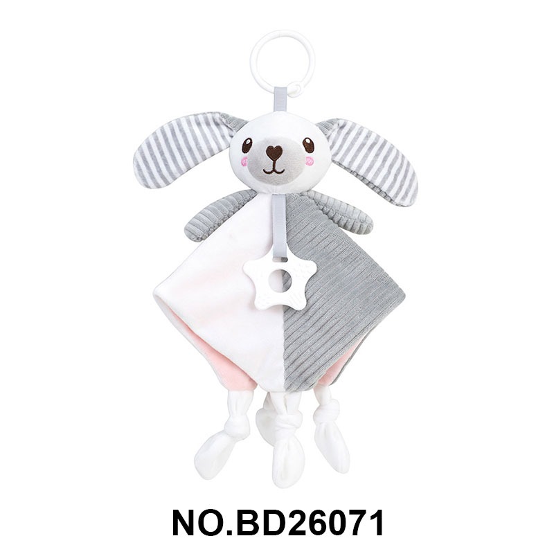 Baby animal soothing towel with teething ring, plush sleeping companion doll Specification image