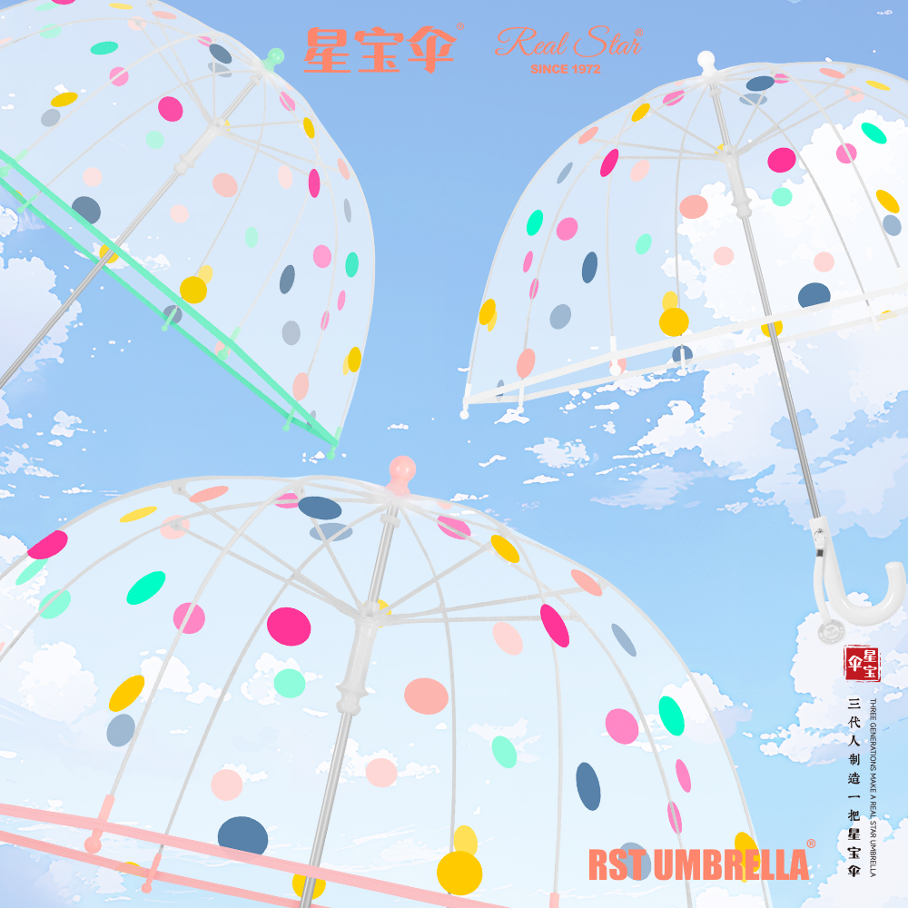 RST066 dot umbrella, long-handled transparent umbrella, Apollo arched umbrella, plastic baby umbrella, RST children's baby umbrella details Picture