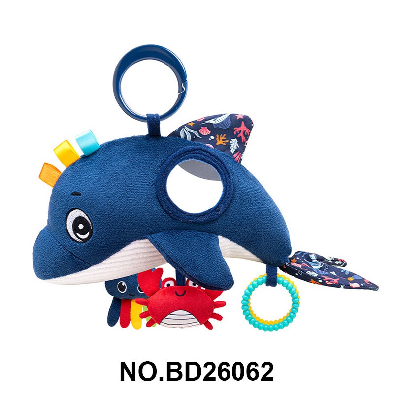 Ocean dolphin baby soothing pendant, early education plush lathe toy