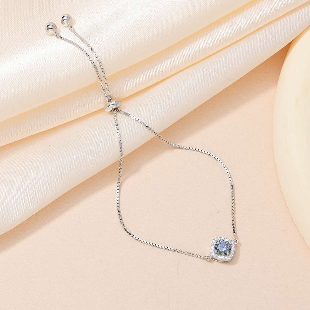 Fashionable and simple bracelet accessory S925 silver Moissanite pull-out silver bracelet, a versatile accessory for ladies detail image 5
