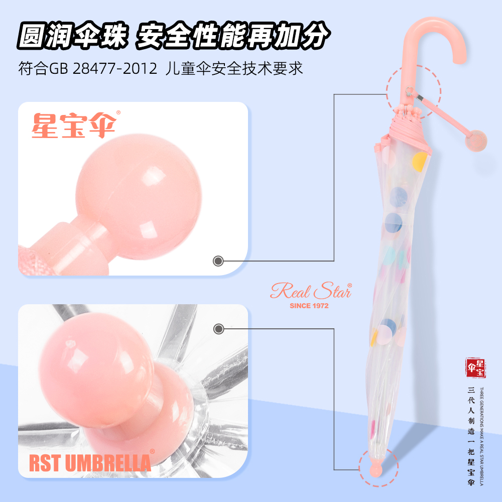 RST066 dot umbrella, long-handled transparent umbrella, Apollo arched umbrella, plastic baby umbrella, RST children's baby umbrella Application Scenario