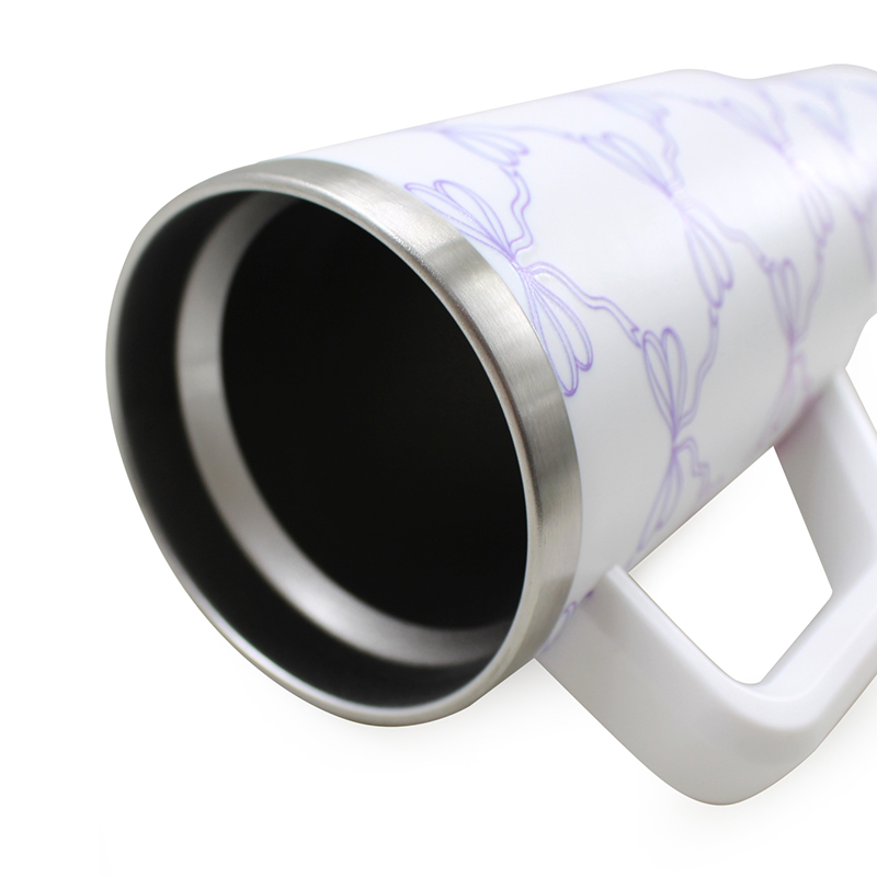 3D full-page printed 40oz outer plastic inner steel car cup, large-capacity outer pp inner 304 car water cup details Picture