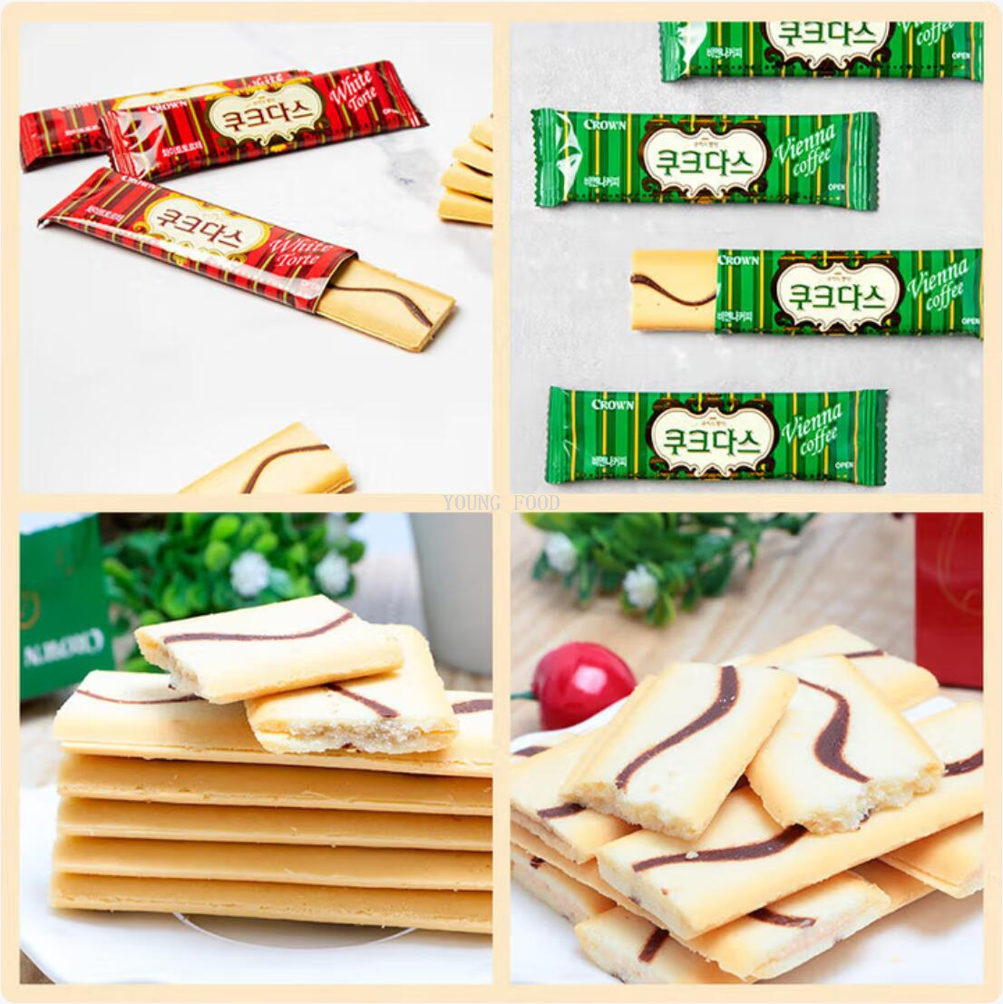 Free shipping! Korean imported crown Cream-flavored sandwich Bar Cookies 128g smooth cream filling * Specification image