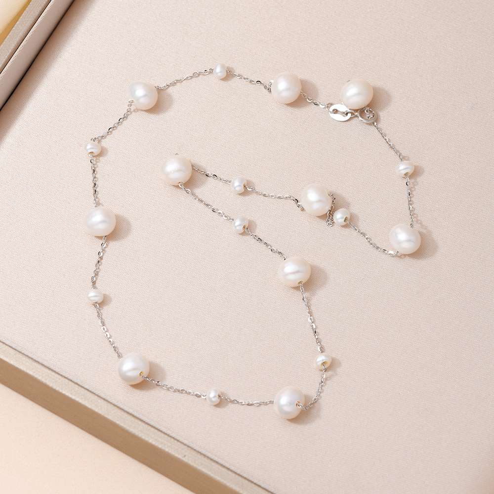 Pearl necklace, silver jewelry necklace, a versatile natural pearl silver necklace for women's daily commutes Specification image