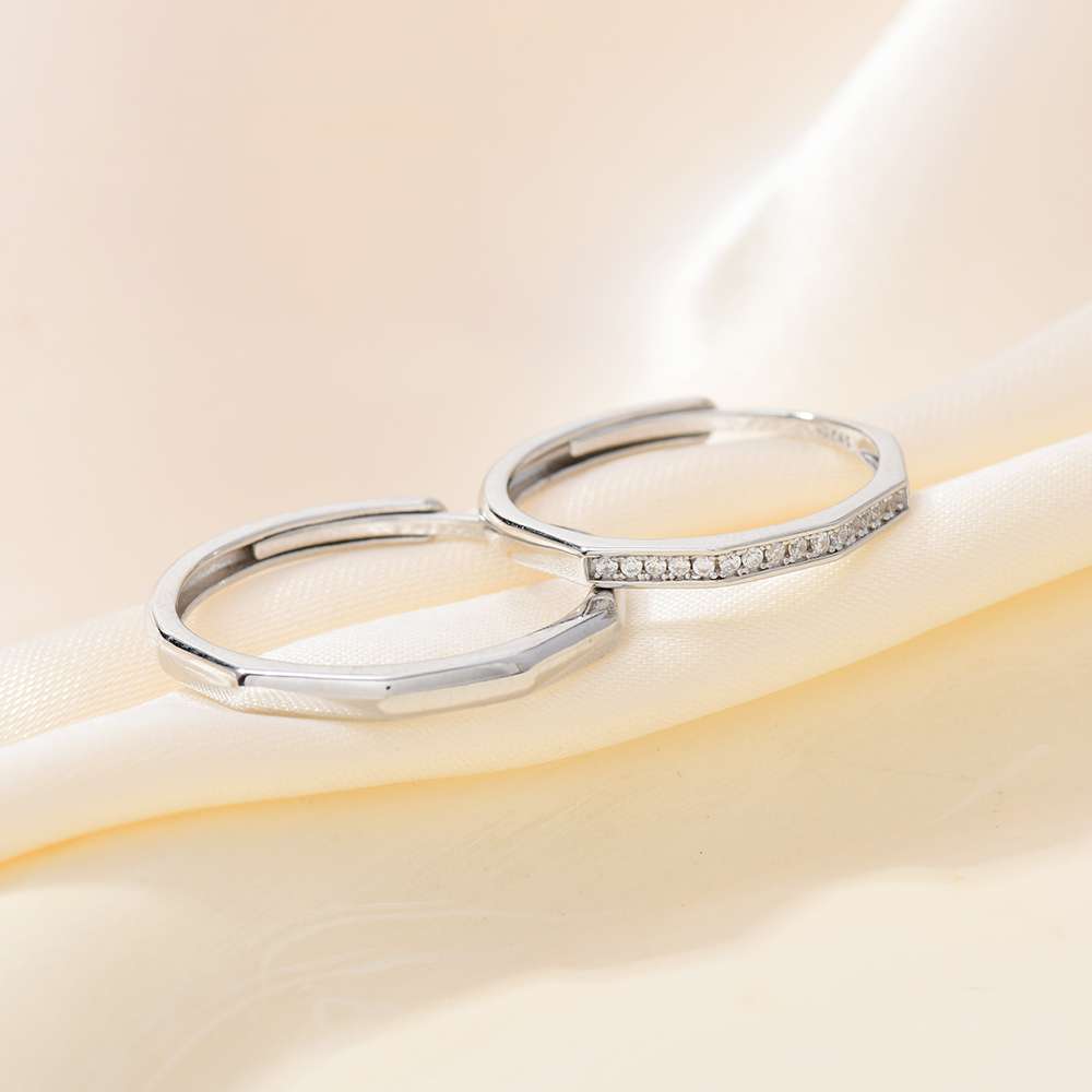 Moda nuevo anillo de plata S925 lleno de diamante prisma pareja pareja anillo detail image 2