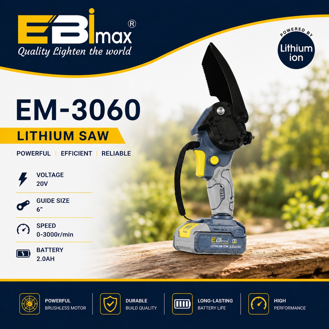 مناشير كهربائية كهربائية تعمل بالليثيوم EBMEM-3061 محمولة باليد خفيفة بدون فرشاة details Picture
