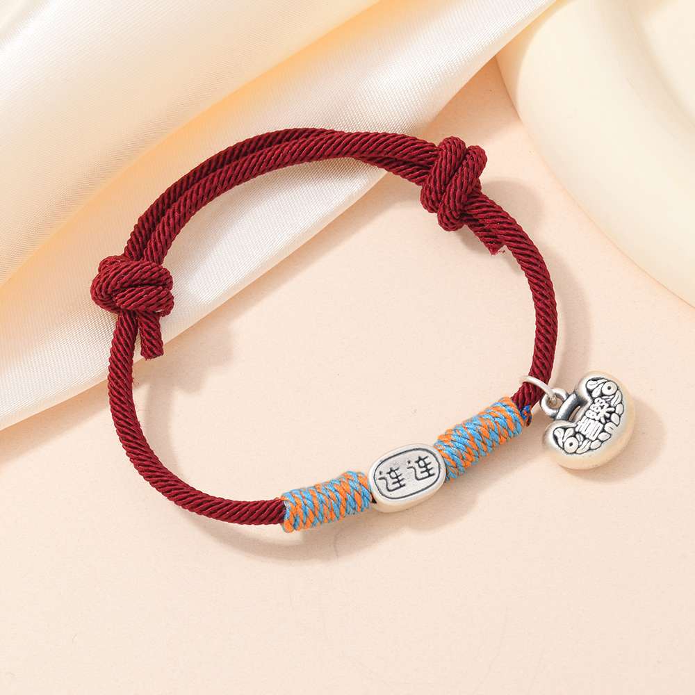 New 999 pure silver bracelet with a red drawstring for continuous good luck, joy and peace detail image 5