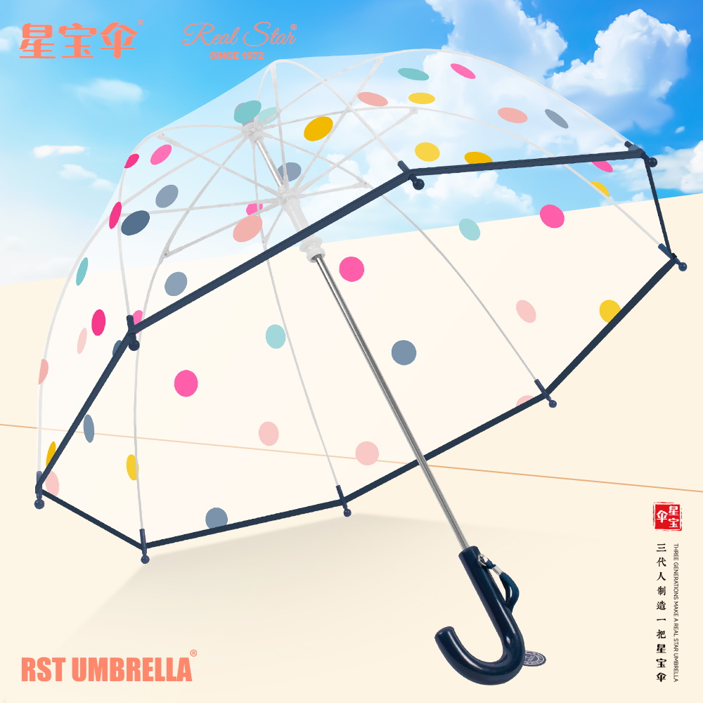 RST066 dot umbrella, long-handled transparent umbrella, Apollo arched umbrella, plastic baby umbrella, RST children's baby umbrella Specification image