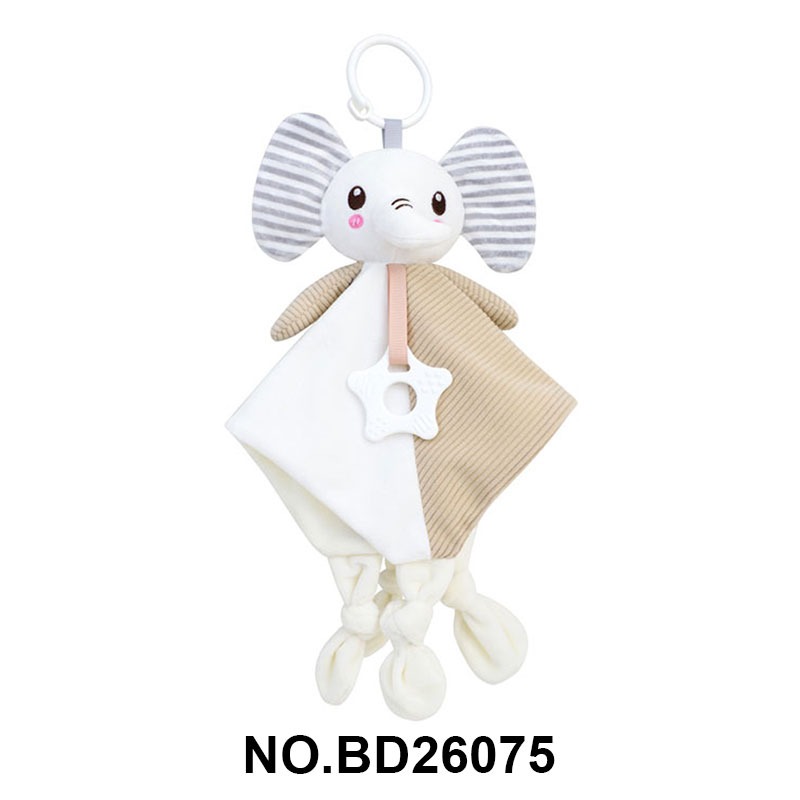 Baby animal soothing towel with teething ring, plush sleeping companion doll detail image 4