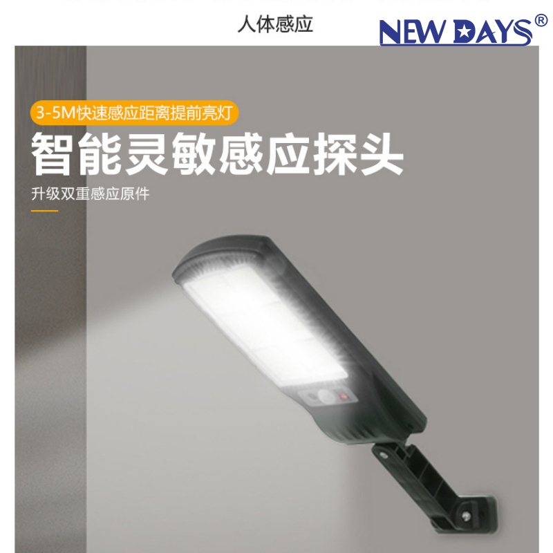 NEWDAYS brand's new cross-border integrated led solar street lamp, outdoor waterproof human body sensor lamp, ultra-long battery life high-brightness emergency lighting solar panel garden lamp Application Scenario