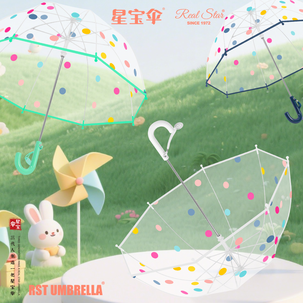 RST066 dot umbrella, long-handled transparent umbrella, Apollo arched umbrella, plastic baby umbrella, RST children's baby umbrella Item Picture