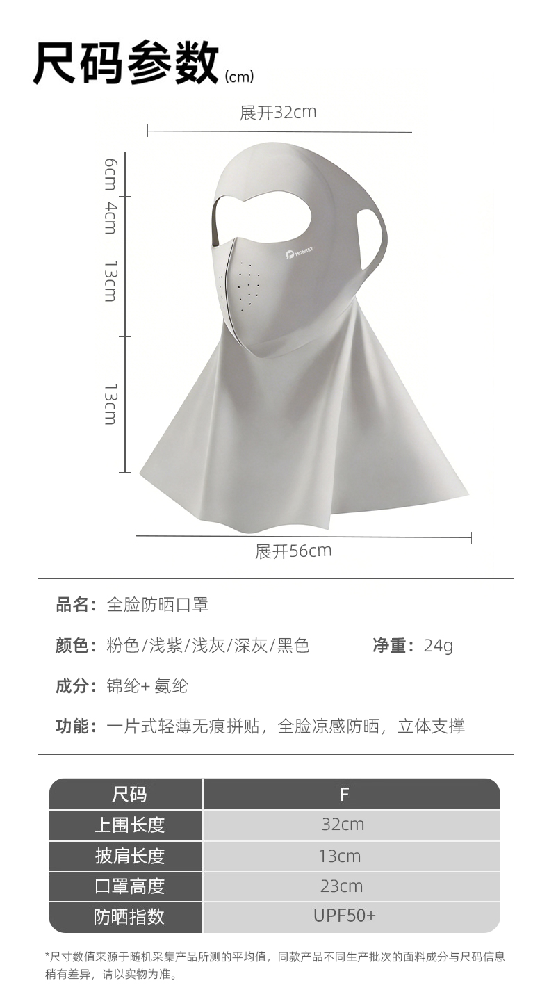 恩爱德夏季全脸防晒面罩户外透气护颈额头防晒口罩冰丝3d型一体式口罩女详情10