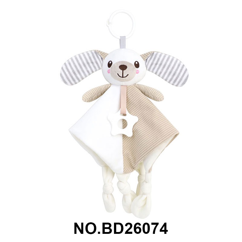 Baby animal soothing towel with teething ring, plush sleeping companion doll Item Picture