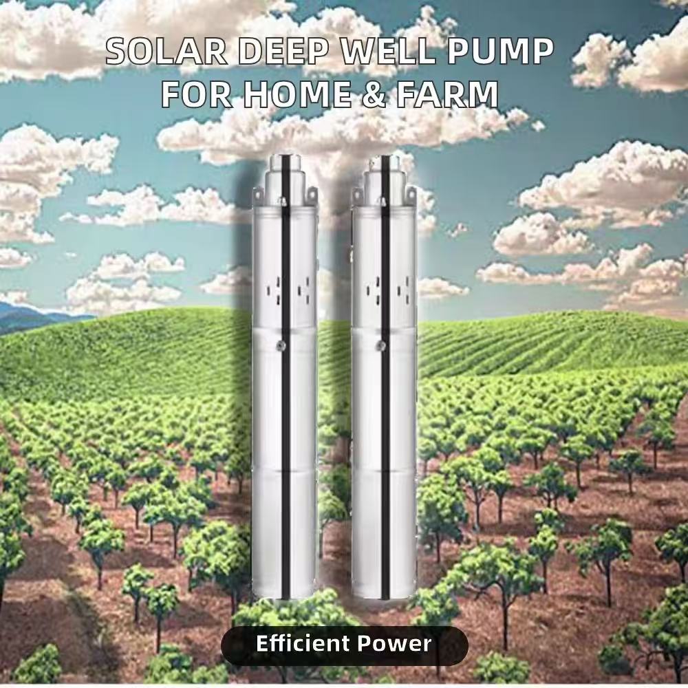 LUNLAN solar water pump system DC 100M durable stainless steel rural irrigation solar deep well water pump