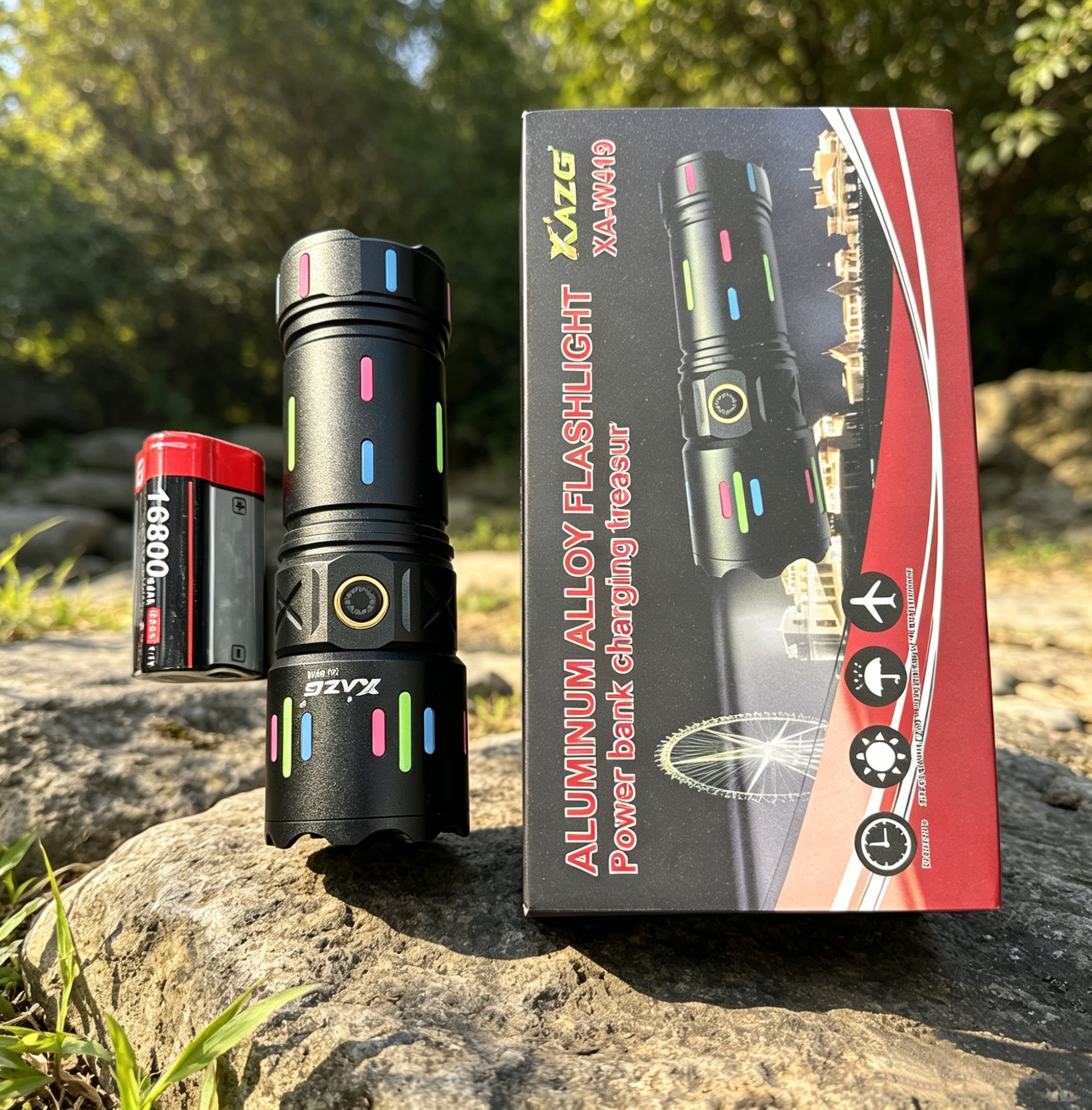 High-intensity flashlight, ultra-bright laser cannon, long-range King, rechargeable outdoor waterproof, ultra-long battery life, household emergency light model XA-W419 Specification image