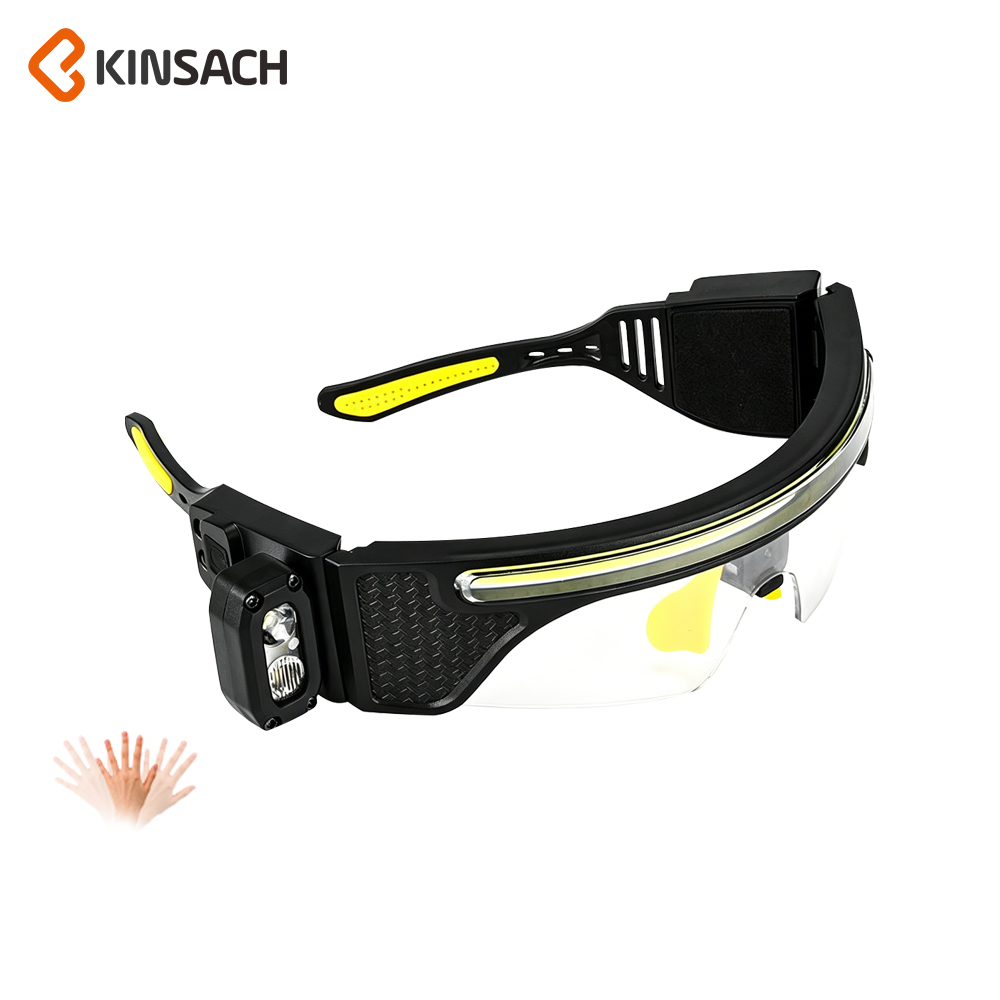 KINSACH multi-functional LED glasses light COB light source Battery level display TYPE-C rechargeable flashlight