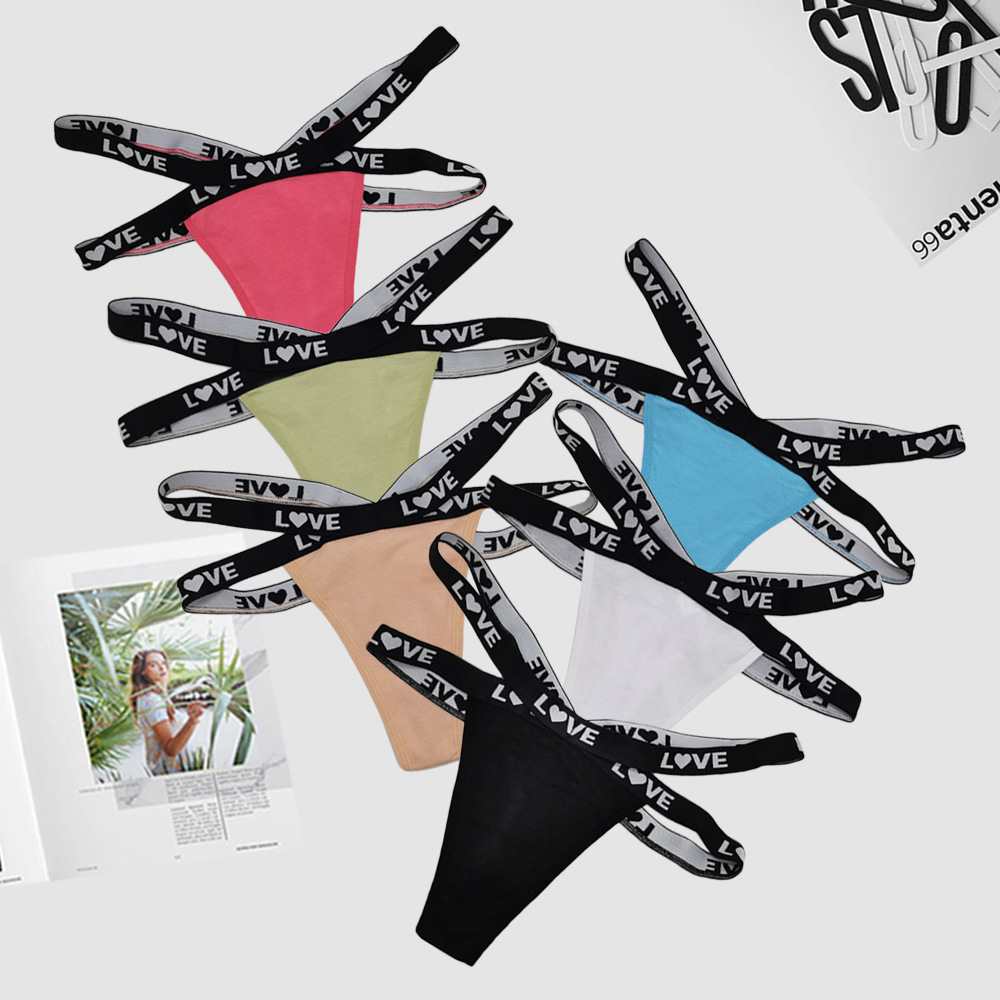 87517# Women's Underwear South American Sexy T-shaped pants Letter-waist thong Export Women's Underwear Women's triangle pants QNI Item Picture