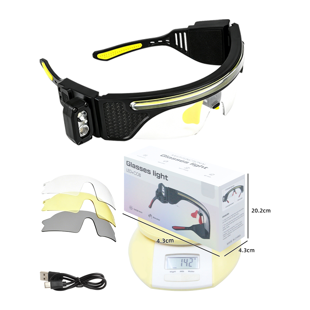 KINSACH multi-functional LED glasses light COB light source Battery level display TYPE-C rechargeable flashlight Specification image