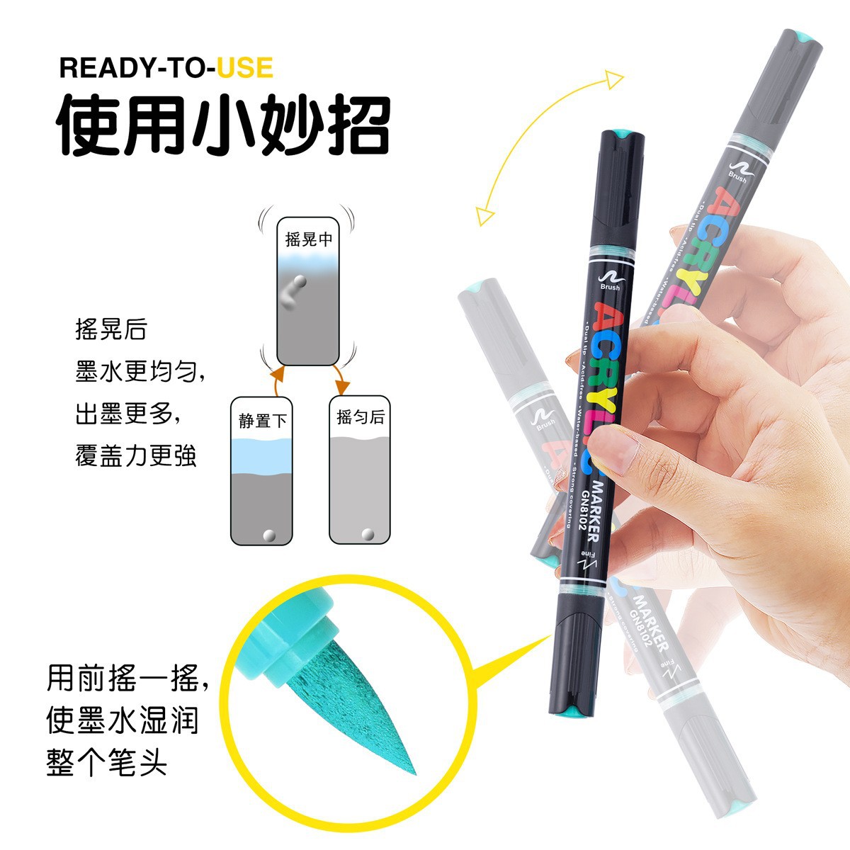 Guangna 8102 direct liquid acrylic marker pen, stackable color non-permeable paper art drawing pen, diy hand-drawn graffiti pen Application Scenario