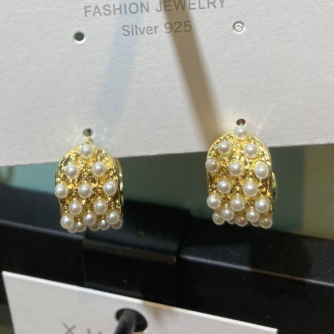 耳环网络爆款10时尚珠宝925银镀金珍珠耳环优雅设计 Item Picture