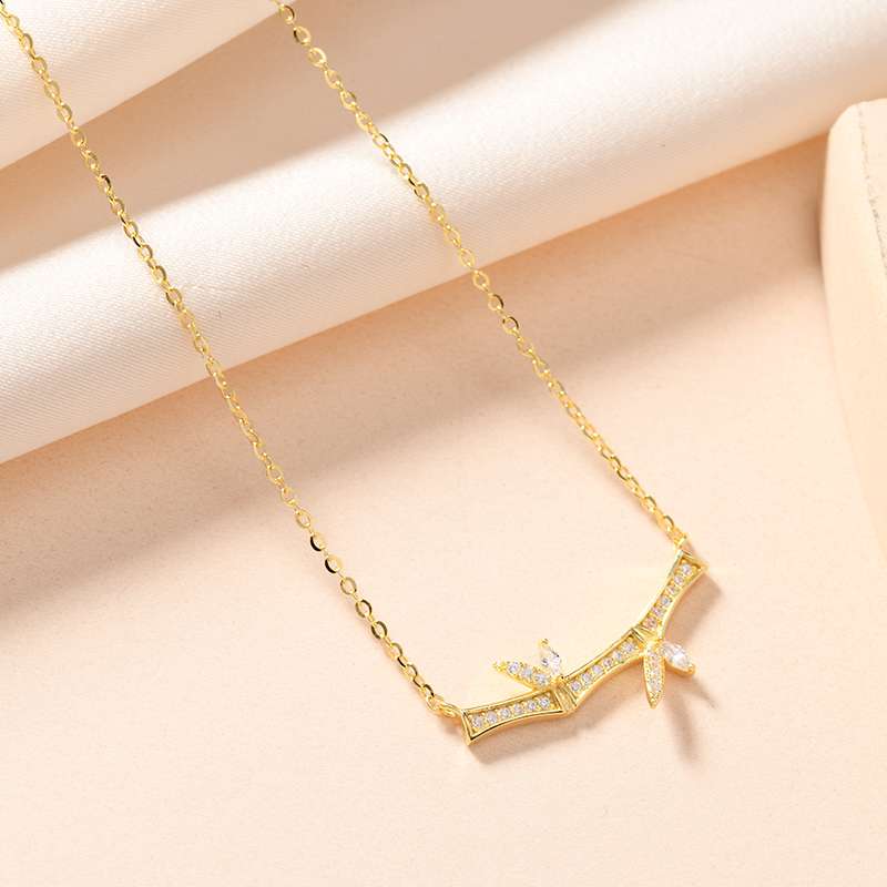 The new S925 silver necklace is fashionable, stylish and versatile. It is a bamboo bud high gold silver necklace Specification image