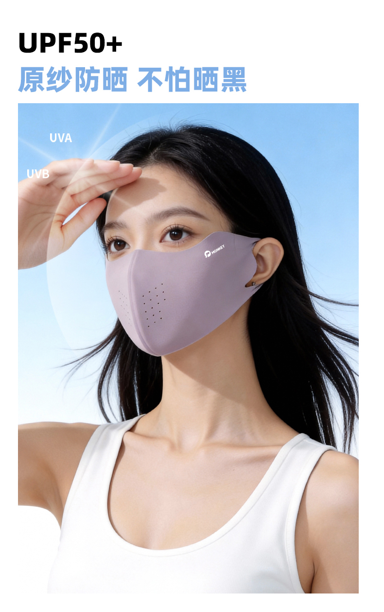 恩爱德夏季防晒口罩女无痕护眼角凉感透气立体面罩upf50+冰丝防紫外线详情7