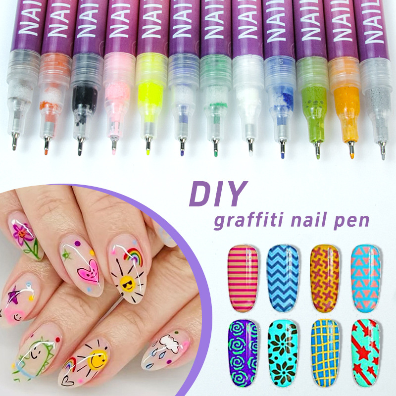 Cross-border high-appearure-level best-selling nail pens, DIY painting and doodling nail pens, high-gloss outlining pens, acrylic markers Application Scenario