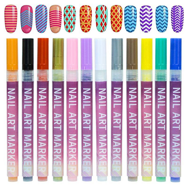 Cross-border high-appearure-level best-selling nail pens, DIY painting and doodling nail pens, high-gloss outlining pens, acrylic markers Item Picture