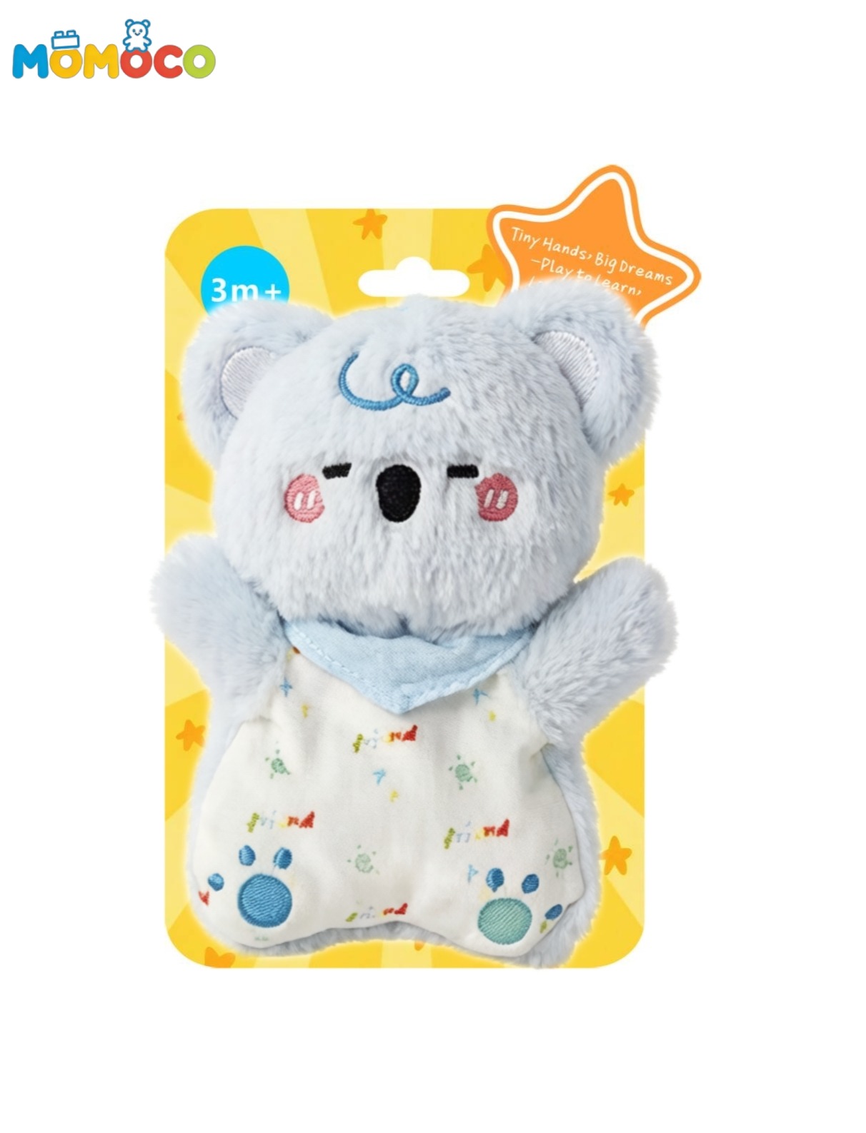 MOMOCO Cute and fun soothing hand puppet baby plush sleeping companion Interactive toy Application Scenario