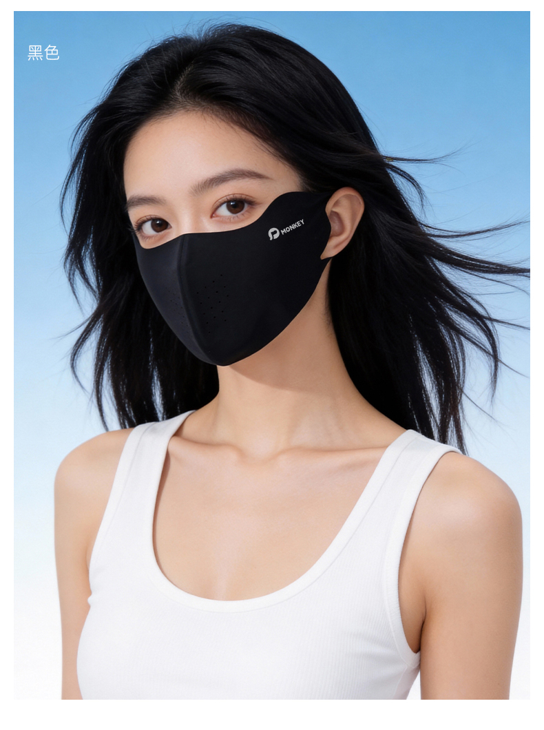 恩爱德夏季防晒口罩女无痕护眼角凉感透气立体面罩upf50+冰丝防紫外线详情15