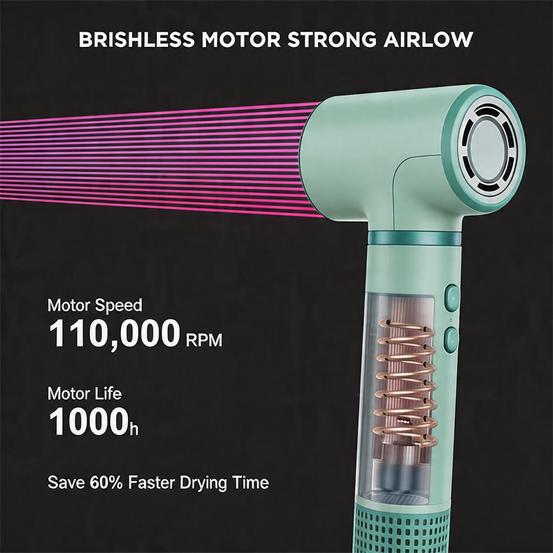 KOMEX 1600W multi-functional styling negative ion curling iron Hair dryer is a self-developed multi-functional high-power styling wonder Specification image