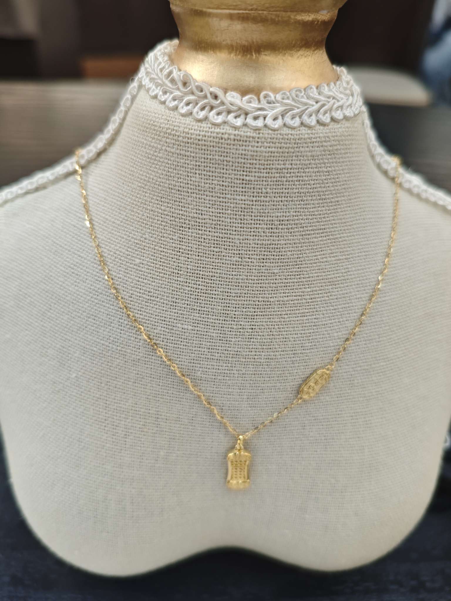Influential Jewelry's new S925 sterling silver necklace, 24k Peace and Joy gold abacus neck accessory, collarbone chain, niche and light luxury detail image 2
