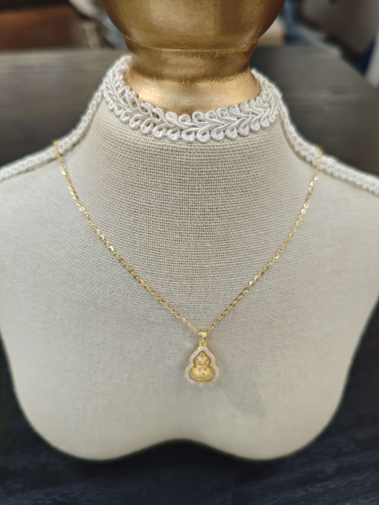 Influence jewelry necklace, gourd gold 925 silver pendant with clasp Specification image