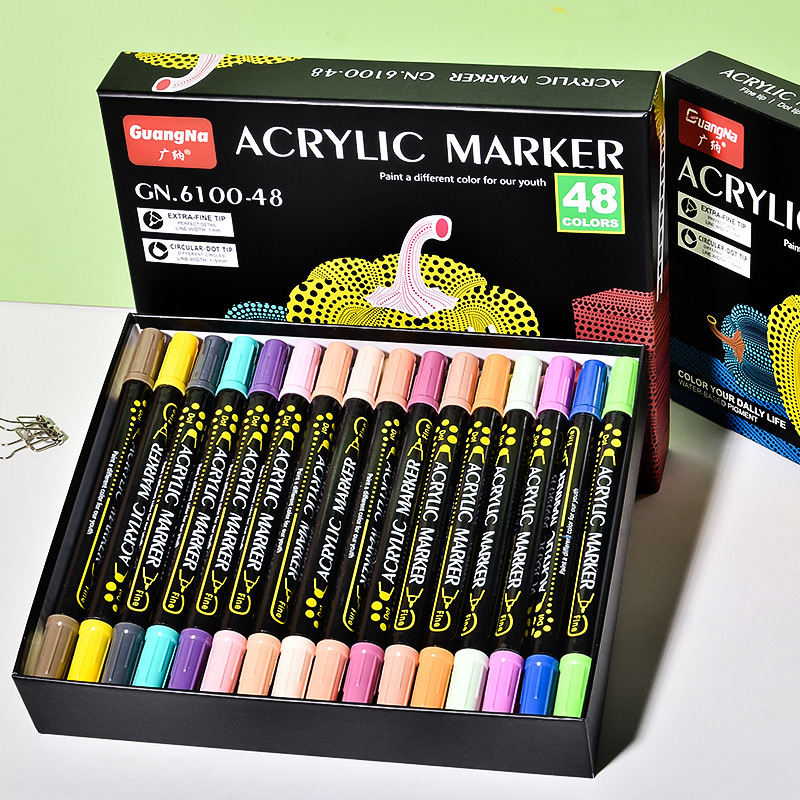 Guangna 6100 Double-headed acrylic water-based pastel marker pen diy art hand-drawn graffiti painting waterproof marker pen Specification image