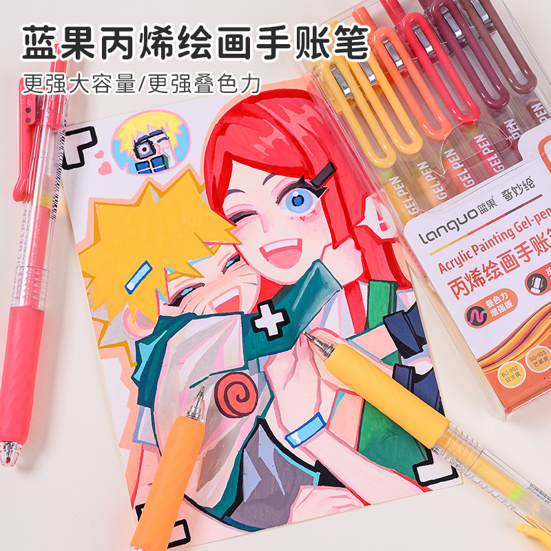 The Bluefruit D200 is a large-capacity Morandi color series three-dimensional acrylic drawing pen, gel pen and marker pen details Picture