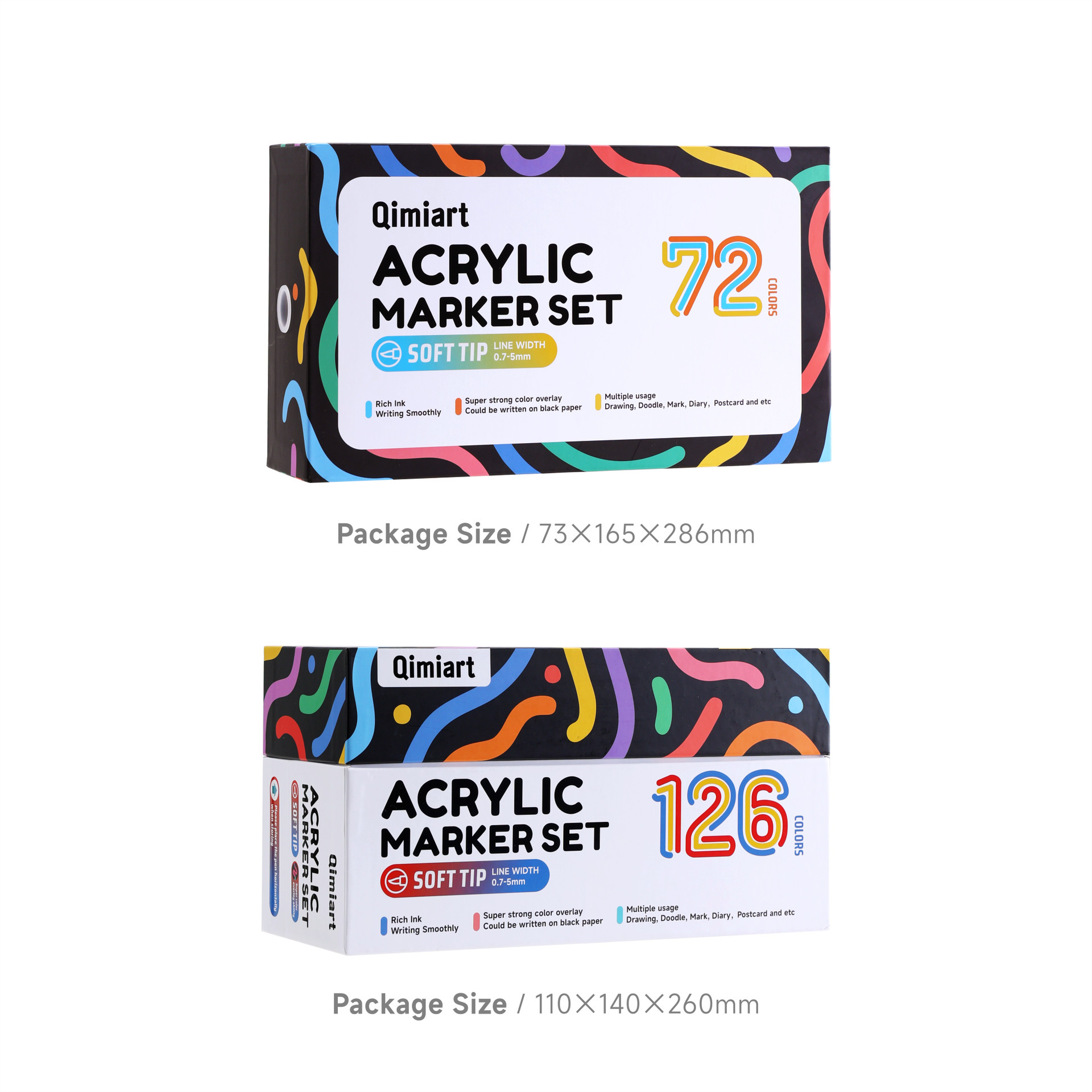 New Bluefruit 126-color gift box set of acrylic markers with increased volume and stackable color for art students to draw and doodle Item Picture