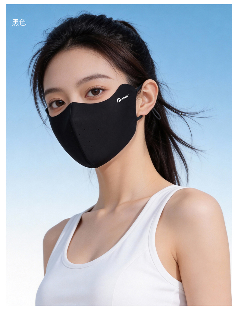 恩爱德骑行防晒口罩防紫外线女高颜值立体冰丝面罩薄款透气易呼吸口罩详情15