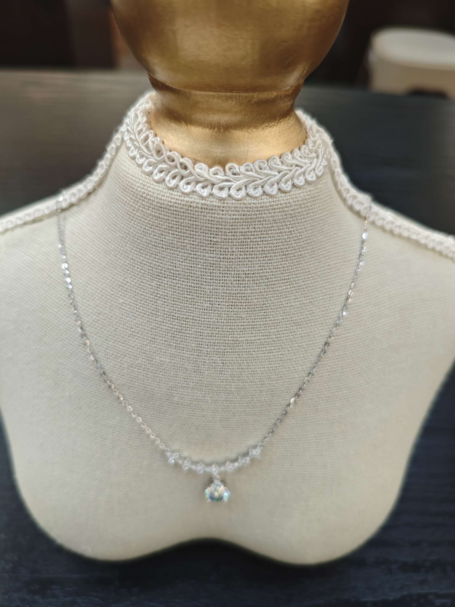 Influence S925 sterling silver necklace collarbone chain 1-carat moissanite detail image 4