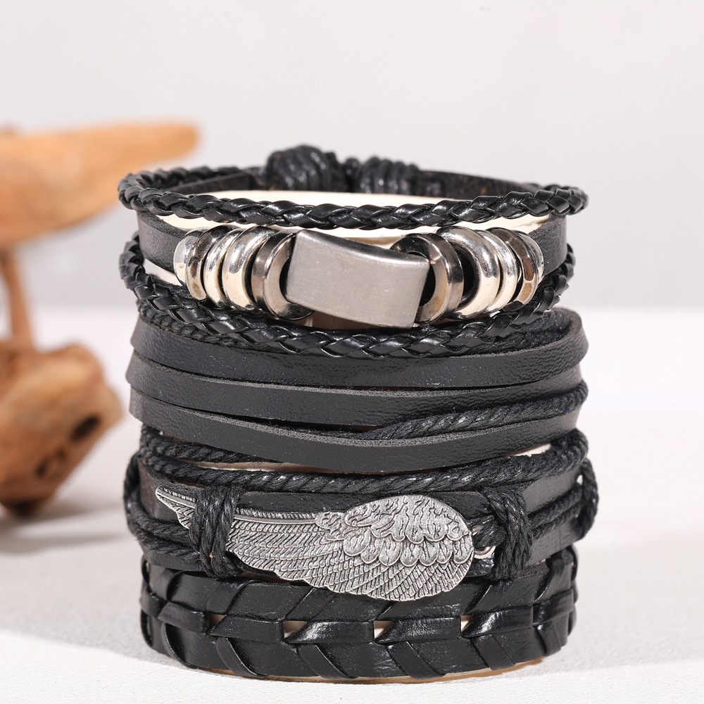 European and American popular fashion accessories, personalized hand-woven cowhide bracelet, simple pull-out adjustable retro leather bracelet Specification image